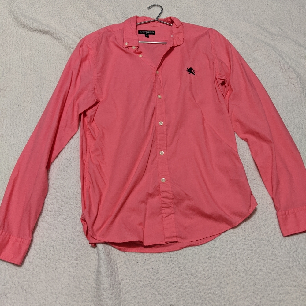 Express peach colored button down shirt small (S)